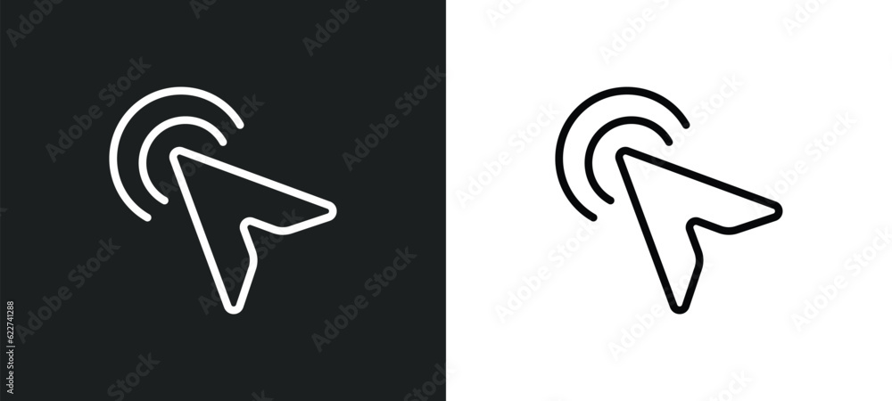 Poster clicker outline icon in white and black colors. clicker flat vector icon from cursor collection for web, mobile apps and ui.