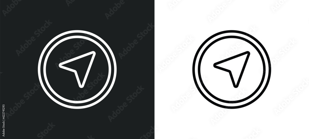 Poster navigation outline icon in white and black colors. navigation flat vector icon from cursor collectio