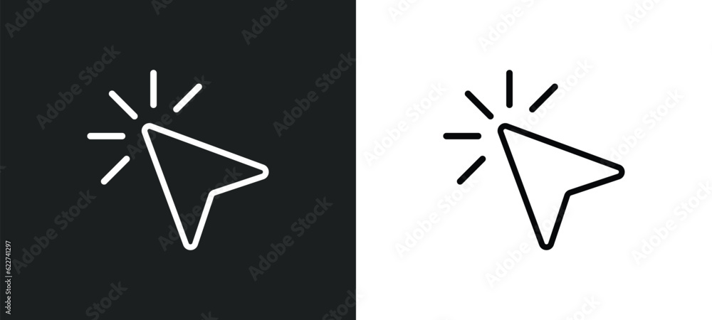 Poster pointer outline icon in white and black colors. pointer flat vector icon from cursor collection for 