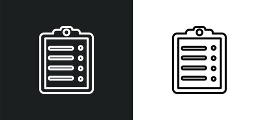 clipboard outline icon in white and black colors. clipboard flat vector icon from customer service collection for web, mobile apps and ui.