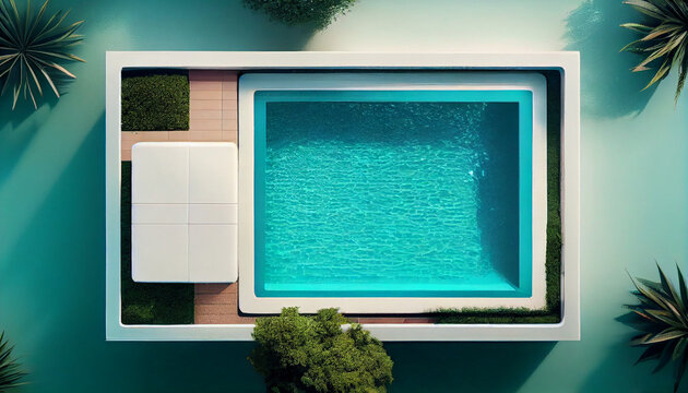 Top view of beautiful idyllic rectangular swimming pool Ai generated image