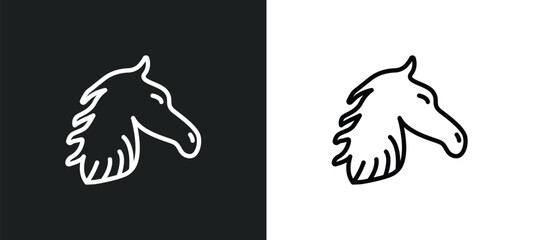 horse head outline icon in white and black colors. horse head flat vector icon from culture collection for web, mobile apps and ui.