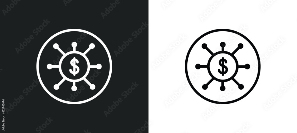 Poster node outline icon in white and black colors. node flat vector icon from cryptocurrency collection fo
