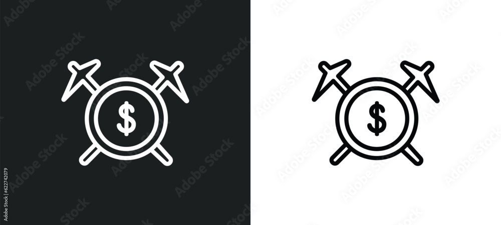 Poster mining outline icon in white and black colors. mining flat vector icon from cryptocurrency collectio