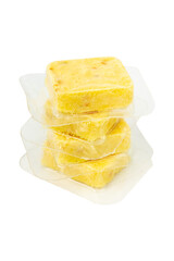 Flavor cubes. Bouillon chicken cubes isolated on white background