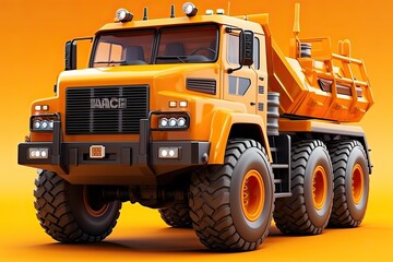 Fototapeta na wymiar 3d illustration mining transport truck, mining truck, orange color isolated