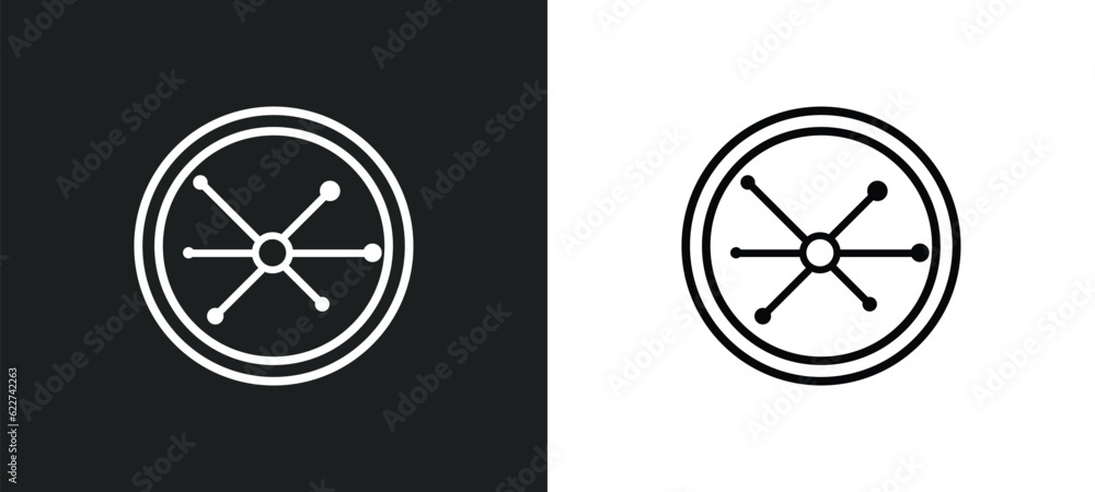 Poster decentralized outline icon in white and black colors. decentralized flat vector icon from cryptocurr
