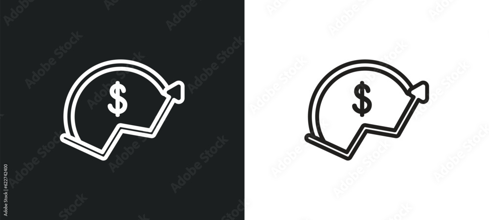 Poster ico outline icon in white and black colors. ico flat vector icon from blockchain collection for web,