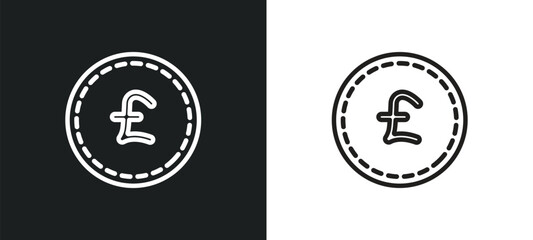 pound sterling outline icon in white and black colors. pound sterling flat vector icon from cryptocurrency economy collection for web, mobile apps and ui.