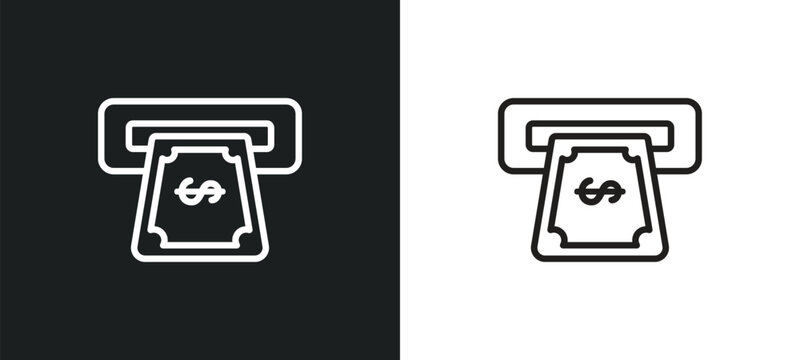 withdraw outline icon in white and black colors. withdraw flat vector icon from cryptocurrency economy collection for web, mobile apps and ui.