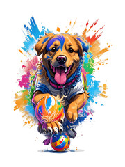 labrador dog playing with ball