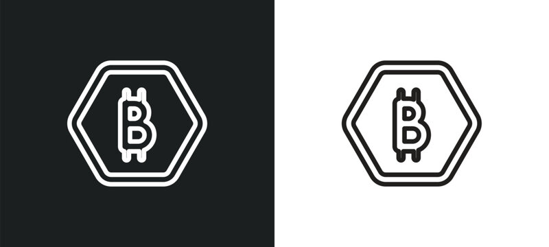 bitcoin accepted outline icon in white and black colors. bitcoin accepted flat vector icon from cryptocurrency economy collection for web, mobile apps and ui.