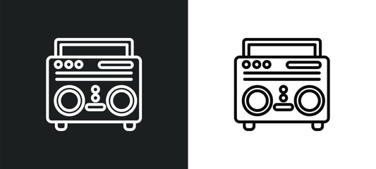 boombox outline icon in white and black colors. boombox flat vector icon from creative pocess collection for web, mobile apps and ui.