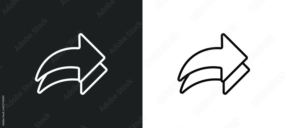 Poster reply all outline icon in white and black colors. reply all flat vector icon from content collection