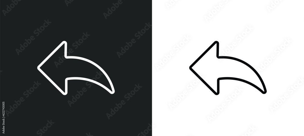 Poster reply outline icon in white and black colors. reply flat vector icon from content collection for web