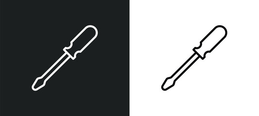 repair screwdriver outline icon in white and black colors. repair screwdriver flat vector icon from tools collection for web, mobile apps and ui.