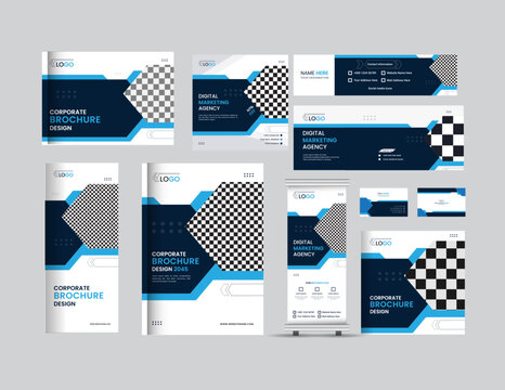 Corporate or business four brochure cover and identity set