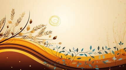 Rosh Hashanah Jewish holiday banner design with honey jar, apple and pomegranate funny cartoon characters holding shofar , Jewish horn. AI generated.  