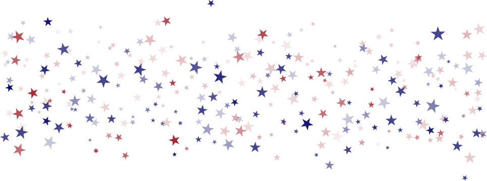 USA flag stars background, red and blue stars confetti