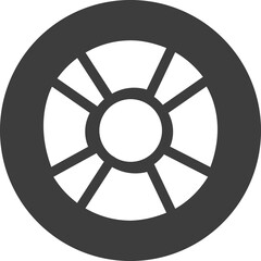 lifebuoy icon in black circle.