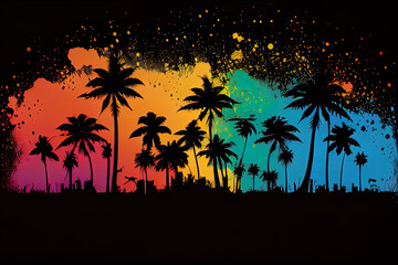 Fototapeta na wymiar Colorful Palm, Music background