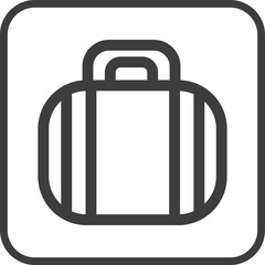 travel luggage icon in thin line black square frames.