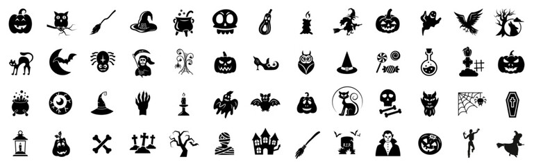 Halloween icon set, vector illustration