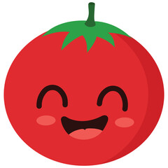 Happy cute smiling tomato Cute vegetable vector character isolated on white