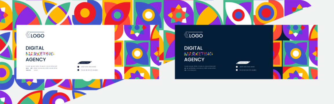 Digital marketing agency, home sale and property sale and rent social cover banner design with creative shapes