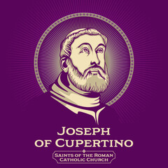 Catholic Saints. Joseph of Cupertino (1603-1663) was an Italian Conventual Franciscan friar who is honored as a Christian mystic and saint. - obrazy, fototapety, plakaty