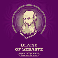 Catholic Saints. Blaise of Sebaste was a physician and bishop of Sebastea in historical Armenia who is venerated as a Christian saint and martyr. - obrazy, fototapety, plakaty