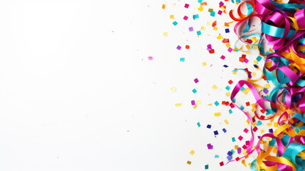 celebration background with party streamers and confetti