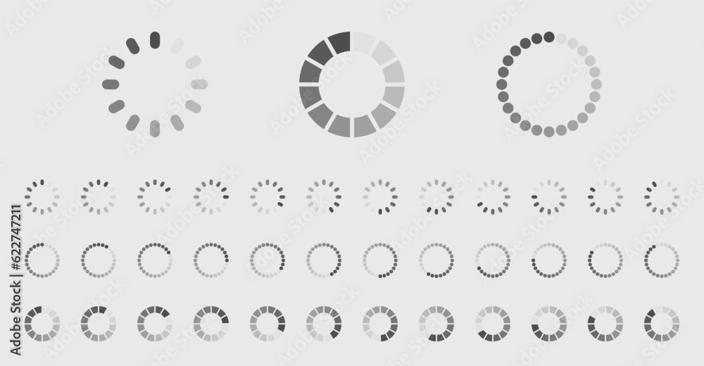 Fototapete circular loading buffering icons vector set video ready for animation gif all keyframes frames bufri