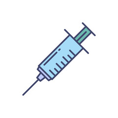Syringe related vector line icon. Isolated on white background. Vector illustration. Editable stroke