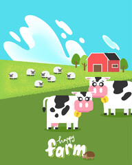Obraz na płótnie Canvas Animals farm in the meadow.