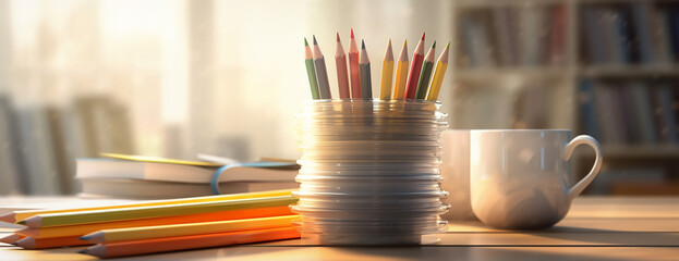 Vivid Beginnings: Colorful Pencils at School