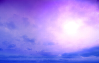 Naklejka na ściany i meble Blue-purple cloudy sky at sunset. Gradient color. Sky texture. Abstract nature background
