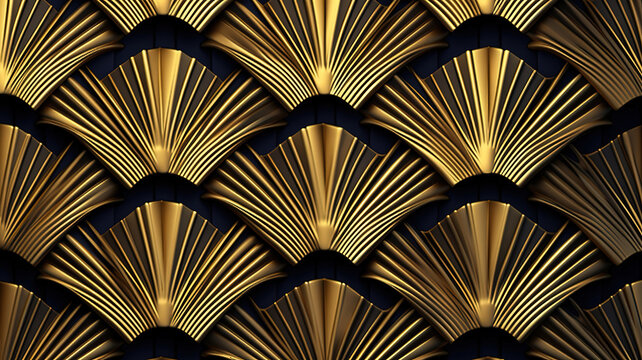 wallpaper for seamless golden art deco diamond palm. Generative Ai