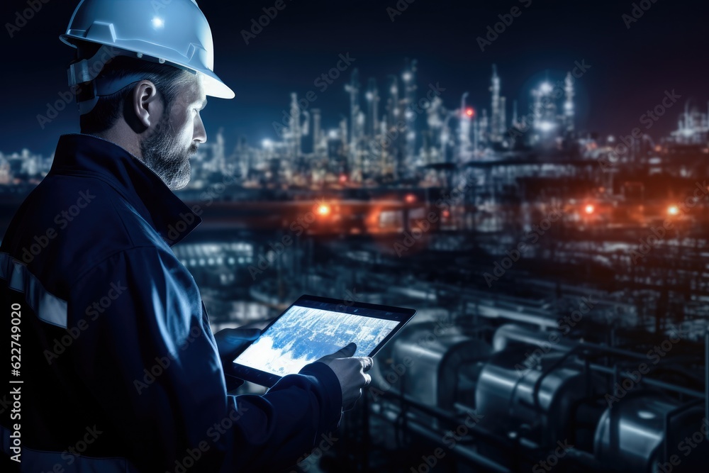 Leinwandbilder engineer using data and control networking for sustainable energy, smart industry 4.0 technology con