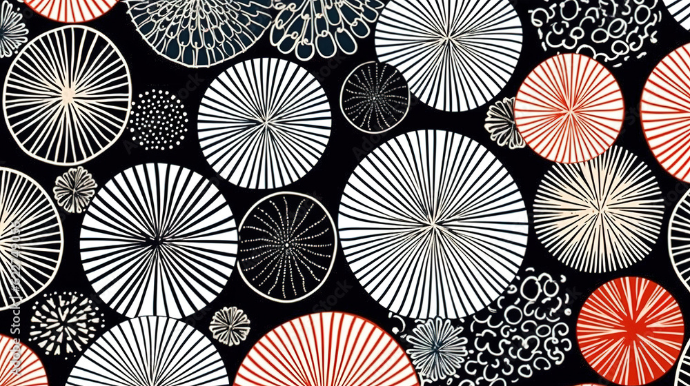Poster seamless hand drawn geometric concentric circles pattern. generative ai