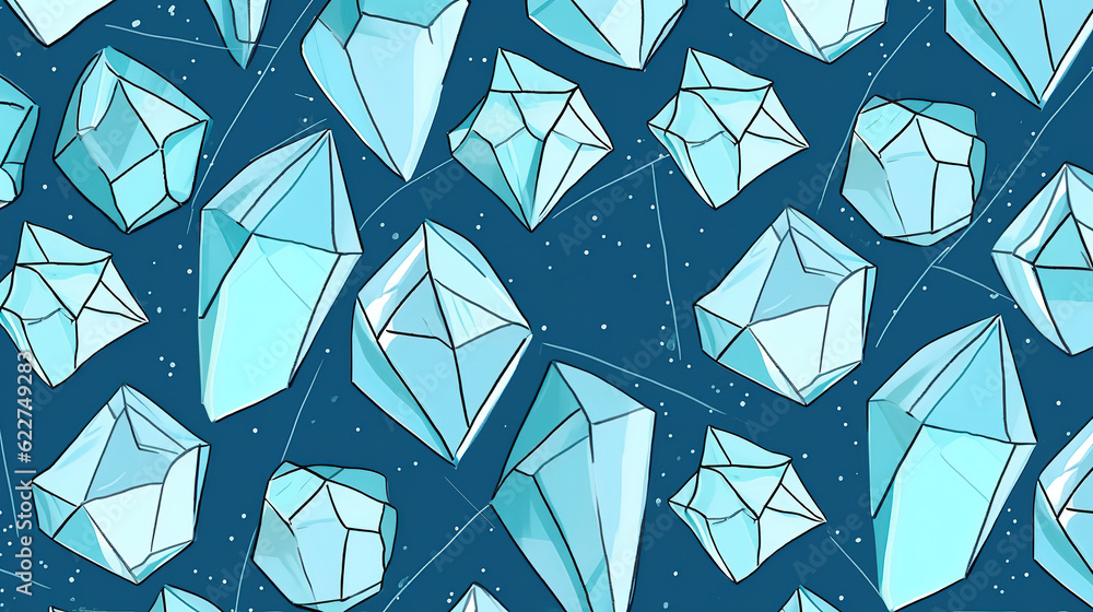 Poster seamless playful hand drawn light blue abstract geometric polygon stripe pattern. generative ai