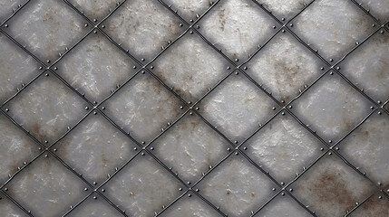 Tileable grungy grey stained industrial steel floor panel pattern. Generative Ai