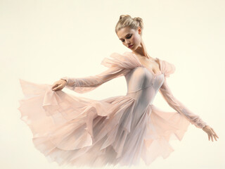 Naklejka premium Portrait of beautiful young ballerina in dress, sketch illustration style