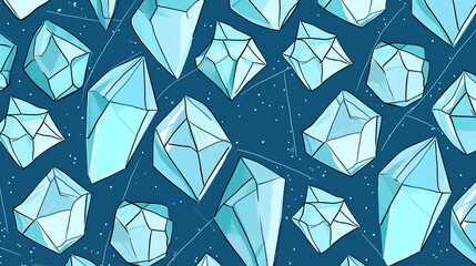 Seamless playful hand drawn light blue abstract geometric polygon stripe pattern. Generative Ai