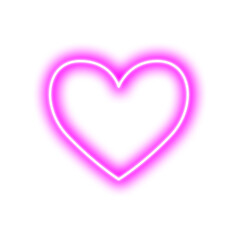 pink neon light heart icon glows in the light