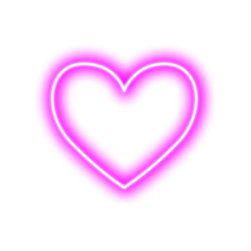 pink neon light heart icon glows in the light