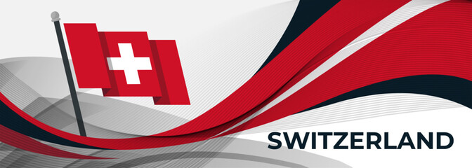 Switzerland Flag for National day design for Swiss people. Modern red white abstract banner cover template. Corporate Business Swiss flag. Vector illustration.