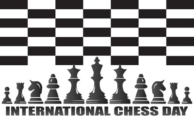 International Chess Day Logo and Background Illustration Simple Design