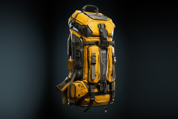 Fototapeta premium Riesiger Rucksack für lange Bergwanderung, ai generativ