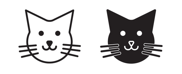 Cat face icon set. cute cat head vector symbol.
